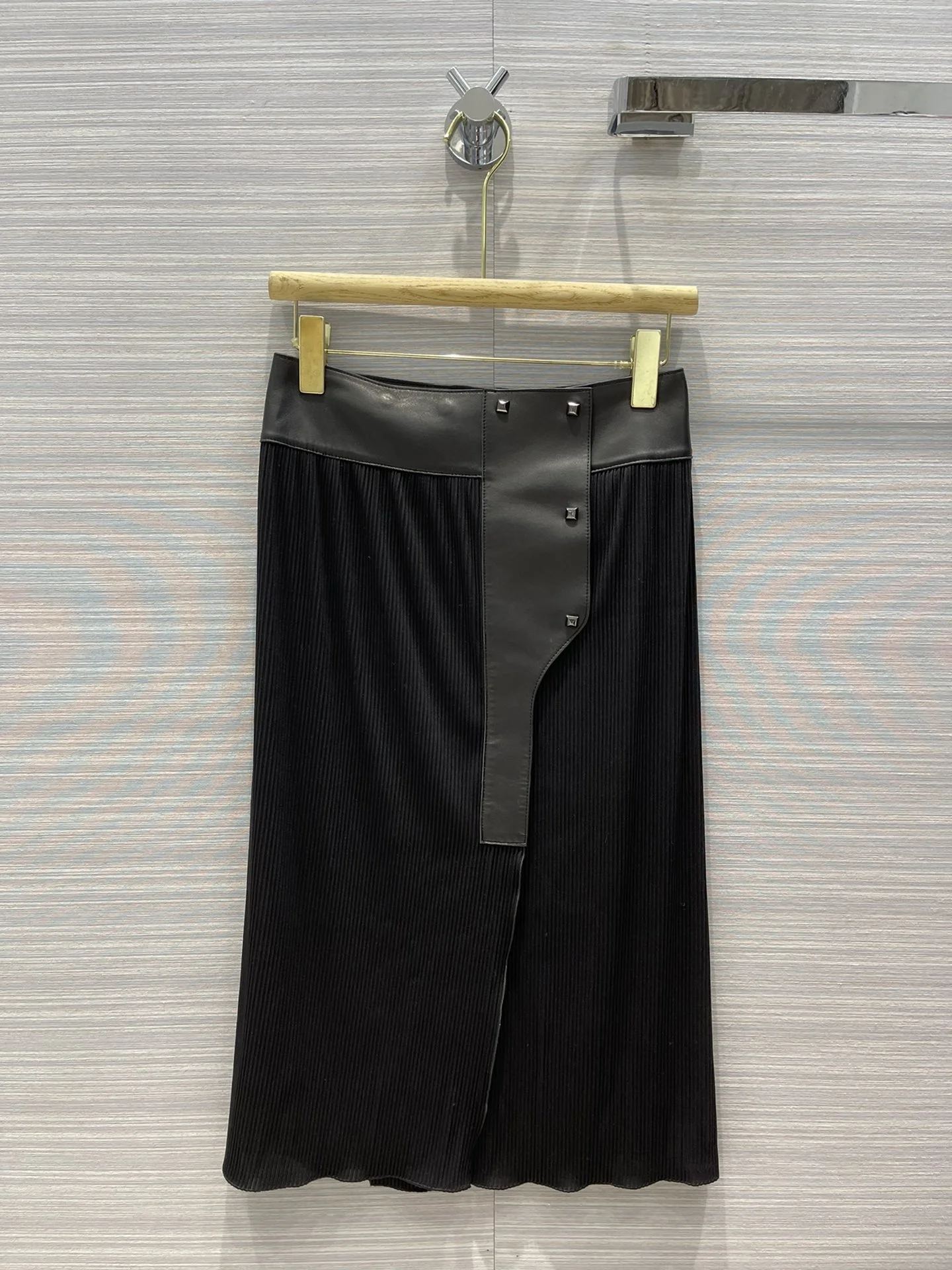 

Женская юбка из овечьей кожи, черная комбинированная юбка с высокой талией, с 3D разрезом, осень 2021