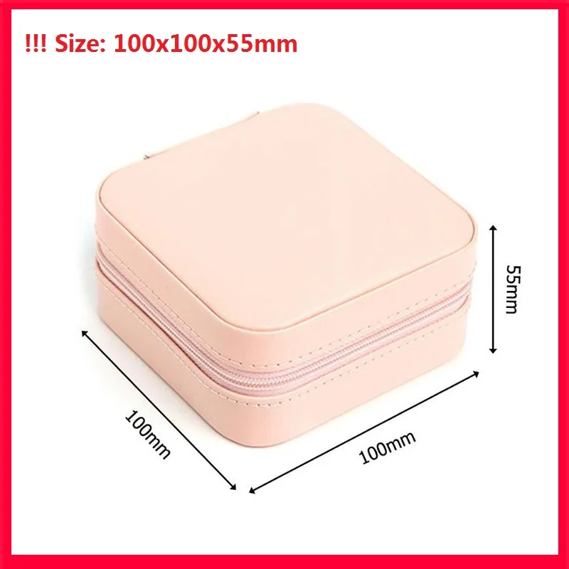 

Women Jewelry Box Portable Storage Organizer Earring Holder Zipper Jewelry Display Travel Case 100x100x55mm