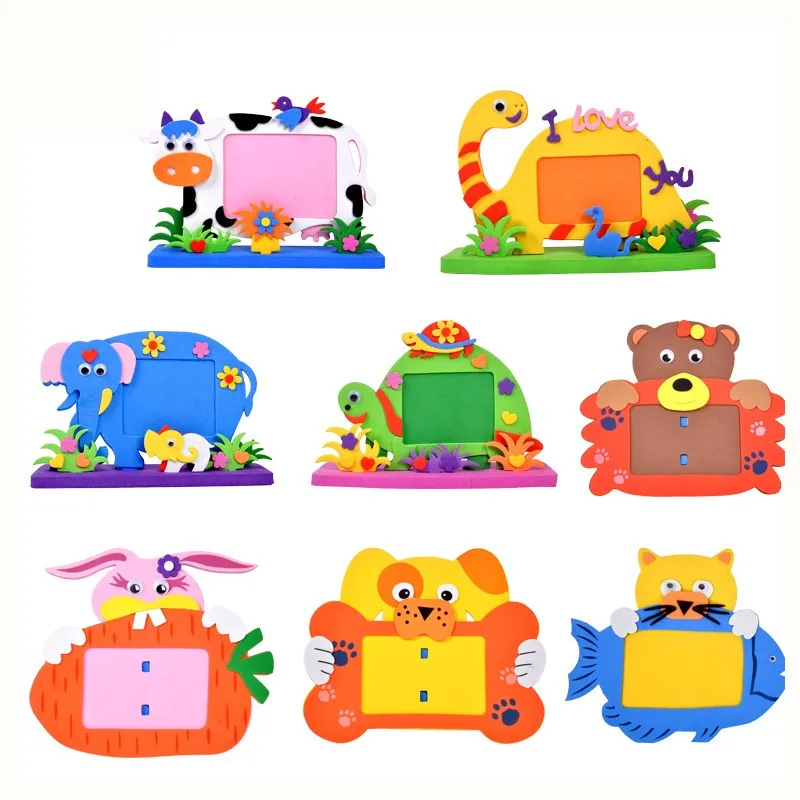 Простые ремесла EVA липкие наклейки животных фоторамки рамки пены Ремесла наборы