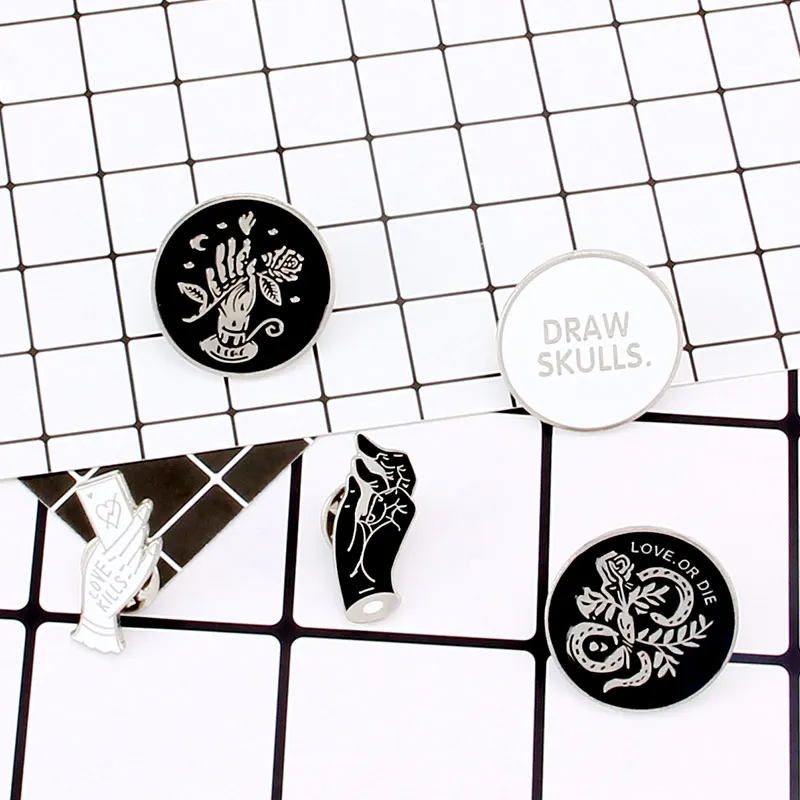 Брошь в стиле панк темно-ведьмы дьявола черепа магический шар скелет эмаль