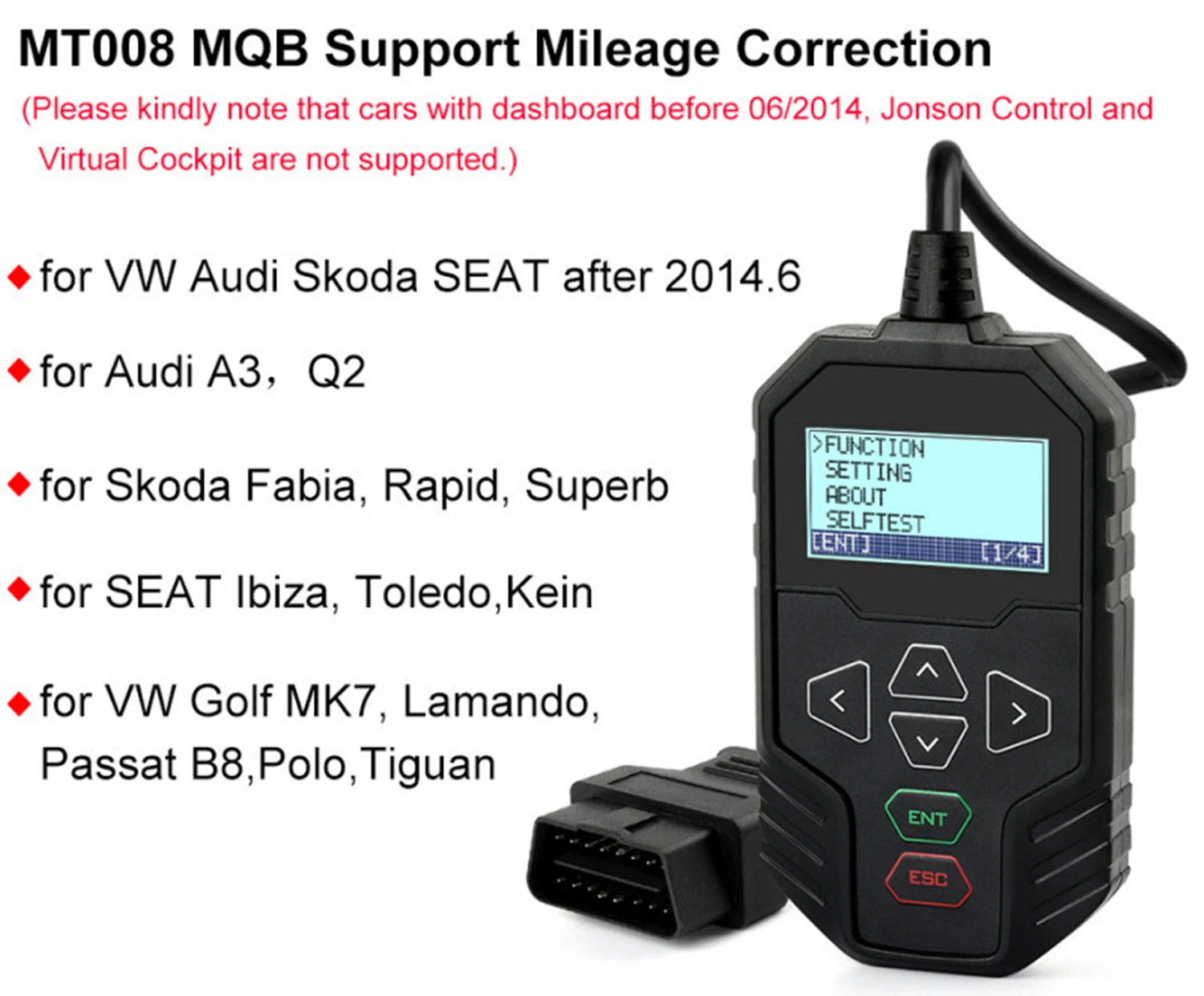 

OBDPROG MT008 OBD Mileage Correction Tool for VAG AUDI Meter Adjustment Mileage Reset Odometer Mileage Reset Mileage Programmer