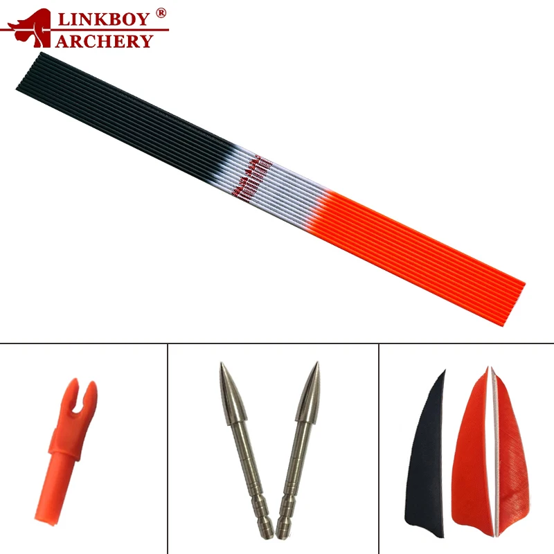 12 шт. Linkboy стрельба из лука ID4.2mm карбоновые Стрелы Вал 30 дюймов SP700 800 1000 3 дюйма