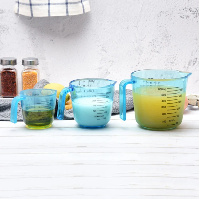 150/300/600 мл Пластик мерный стаканчик ясным масштабом показать прозрачная кружка