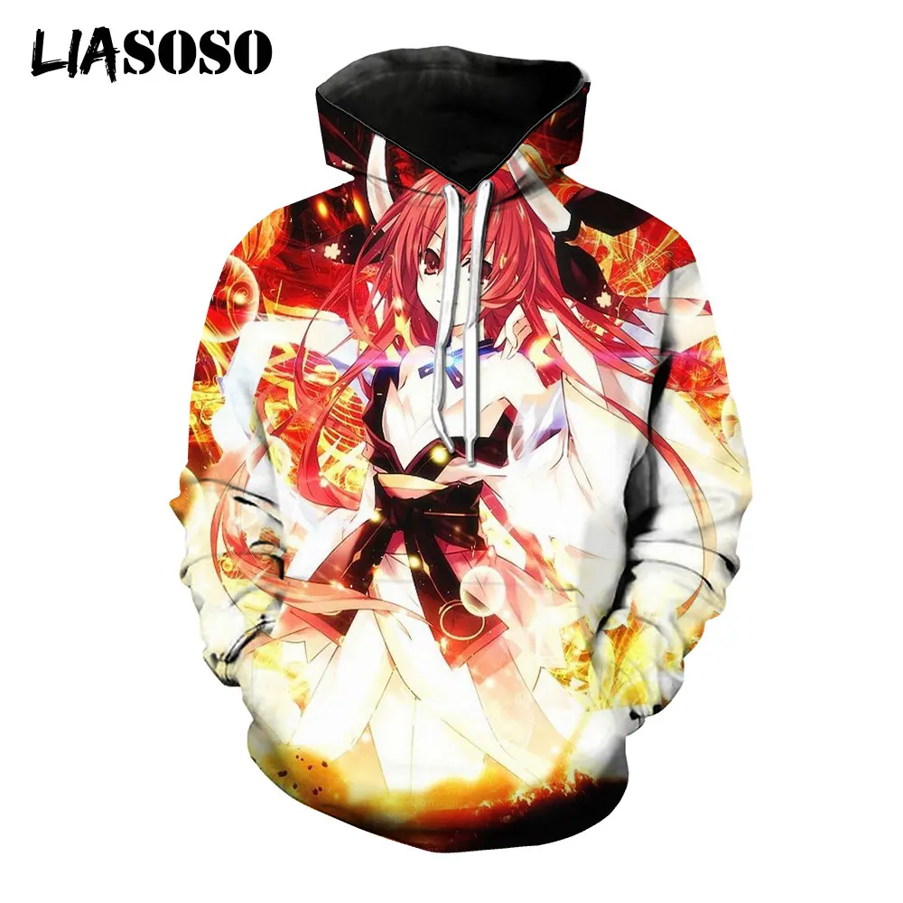 

LIASOSO Date A Live Anime Hoodies Men Funny Karasuno Graphic Streetwear Winter Fashion Unisex Sweatshirts Male