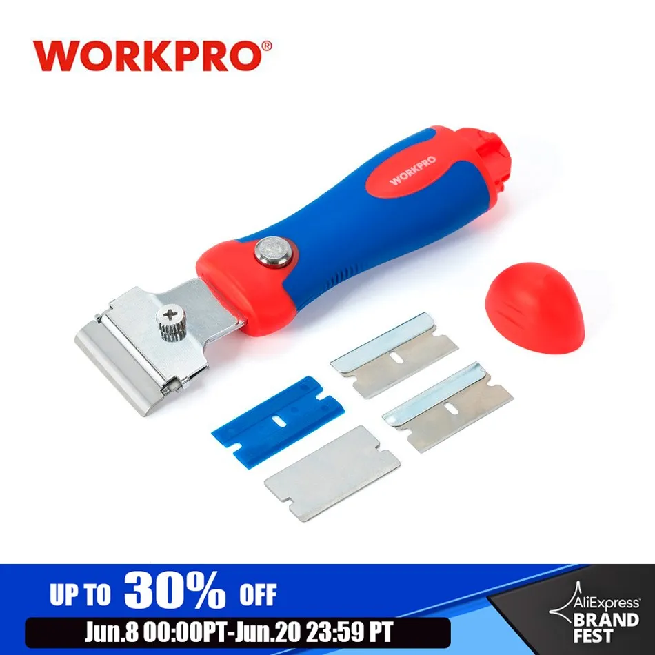 Складной скребок для окон WORKPRO безопасный выдвижной нож с рукояткой из 4