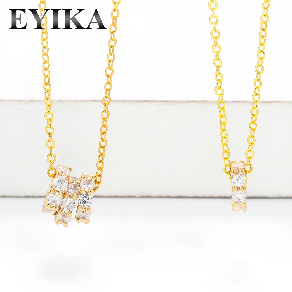 

EYIKA элегантные сверкающие циркониевые Кольца Подвеска, золотая цепочка для женщин Женские Простые аксессуары подарок минималистичные ювел...