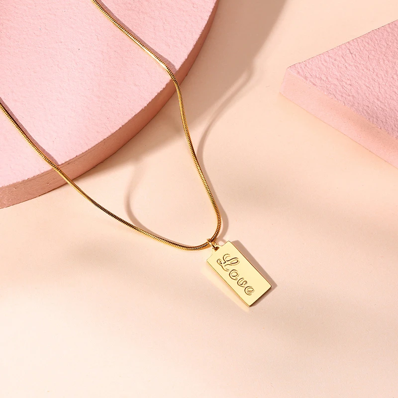 Квадратное ожерелье из нержавеющей стали женская подвеска вдохновляющая