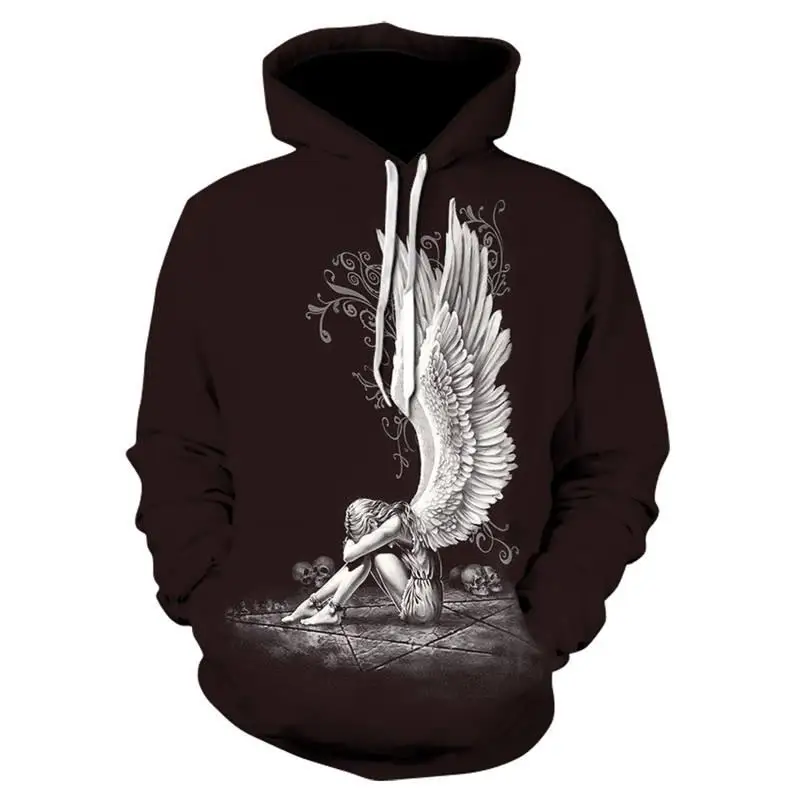 

2021 Spring and Autumn Men's Hoodie 3D Printing Angel Pattern Men's Hoodie Sweatshirt Fashion Casual Long Sleeve Personalized Cl