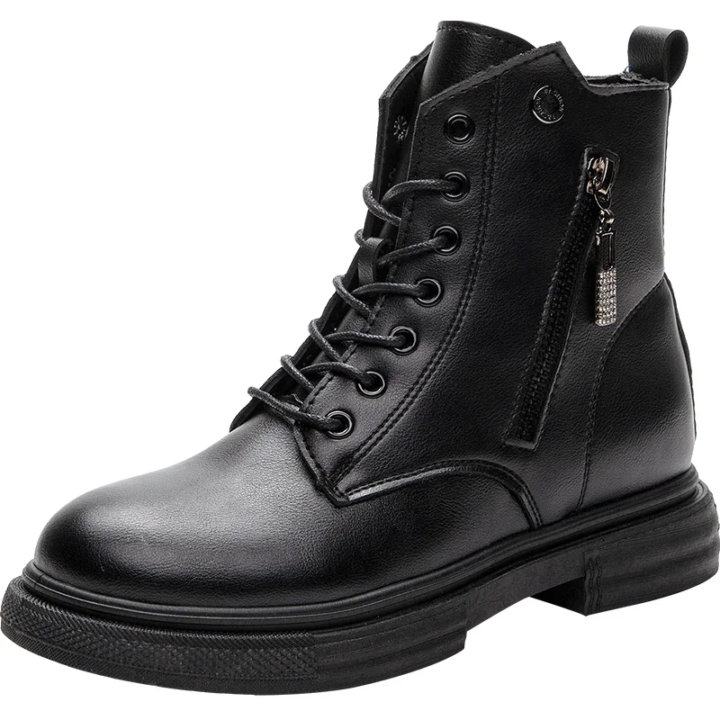 

Ботильоны женские кожаные на шнуровке, роскошные ботинки с резиновой нескользящей подошвой, две боковые молнии, осень