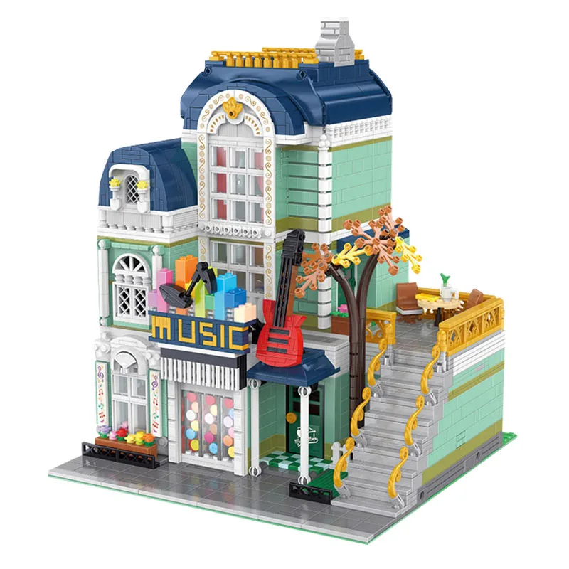 

YC20008 Street View Building Toys The MOC Music Store Model Building Blocks Bricks Assembly Toys As Kids Christmas Gifts