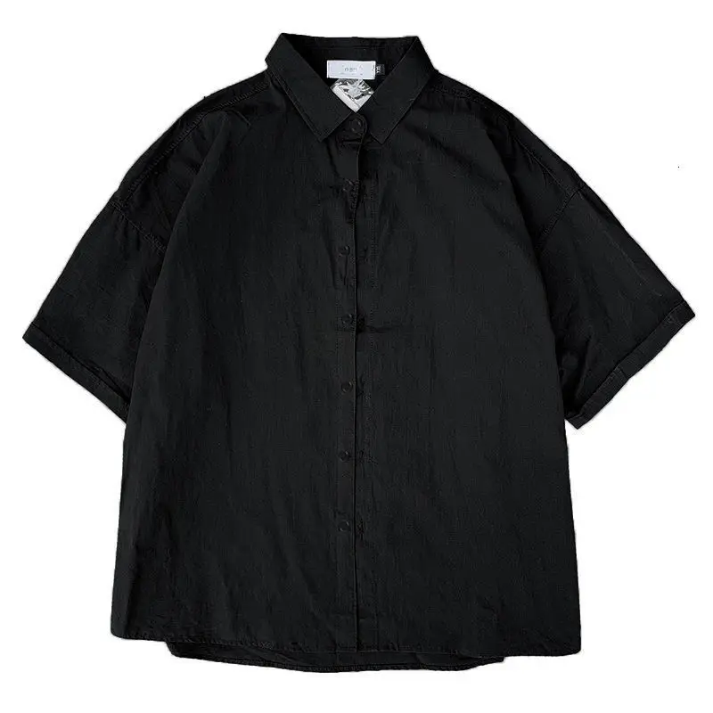 

Neploha Men's Short Sleeve Shirt 2021 Fashion Solid Color Blouses Turn-down Collar Spring Shirts All-match Tops