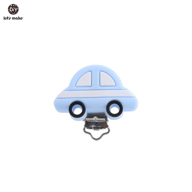 blue Let's Make Соска с зажимом мультипликационная форма автомобиля силиконовая соска-пустышка с зажимом 1 шт. аксессуары для кормления Diy пустышка с цепочкой силиконовый детский Прорезыватель - Цвет: blue