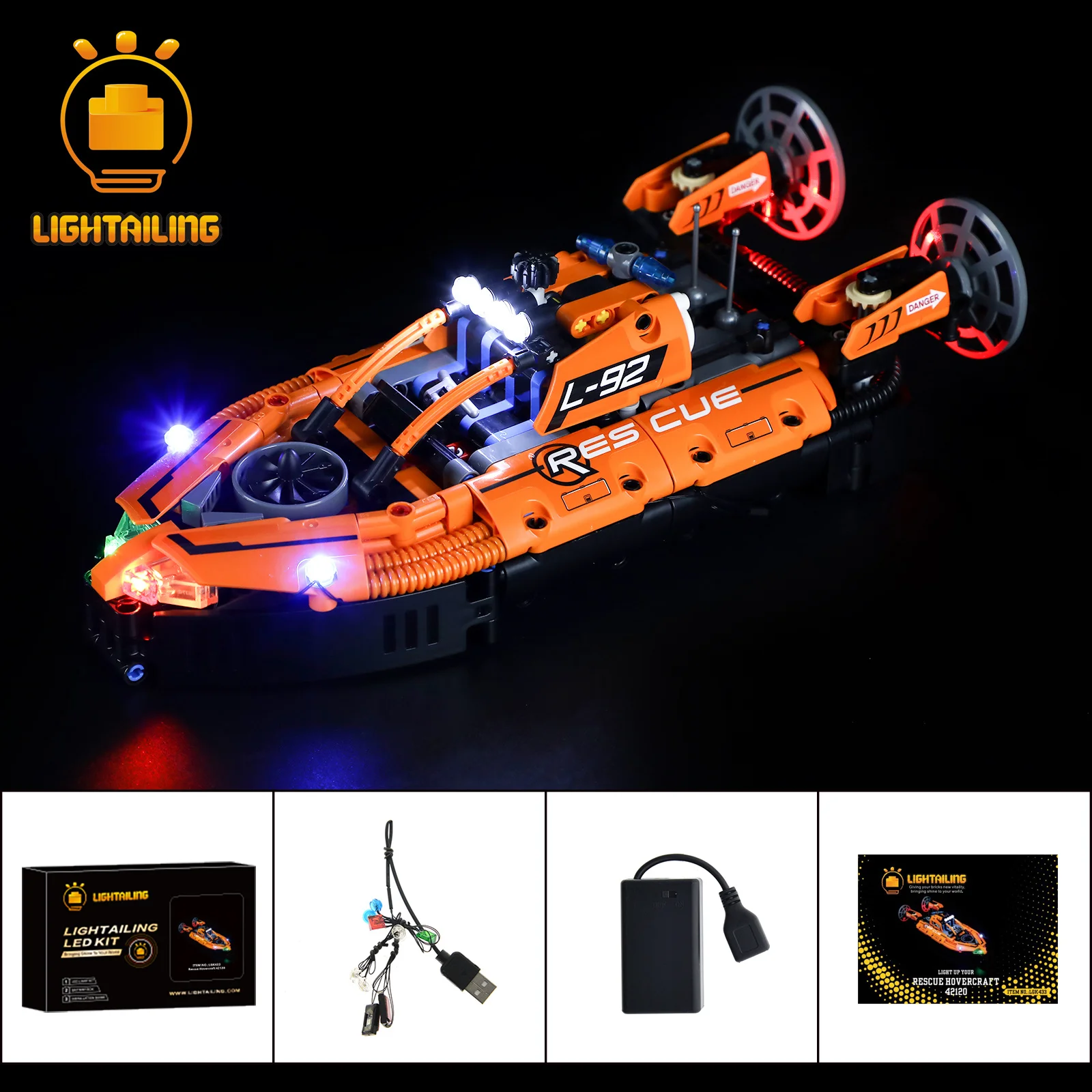 

LIGHTAILING LED Light Kit For 42120 Rescue Hovercraft