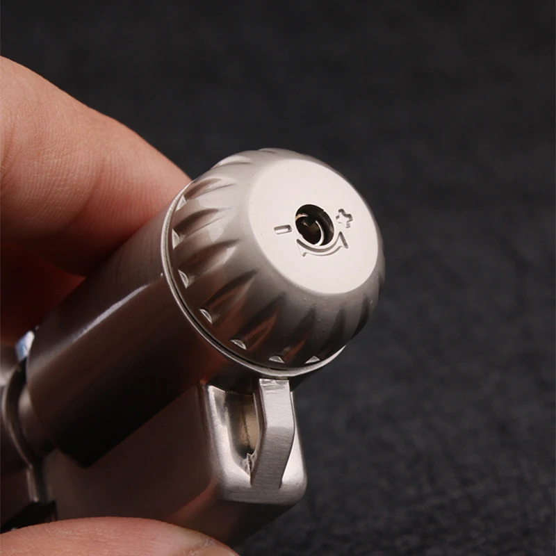 

Windproof Cigar Torch LIghter Jet Blue Flame Metal Lighter Butane Refillable with Flame Lock Adjustable