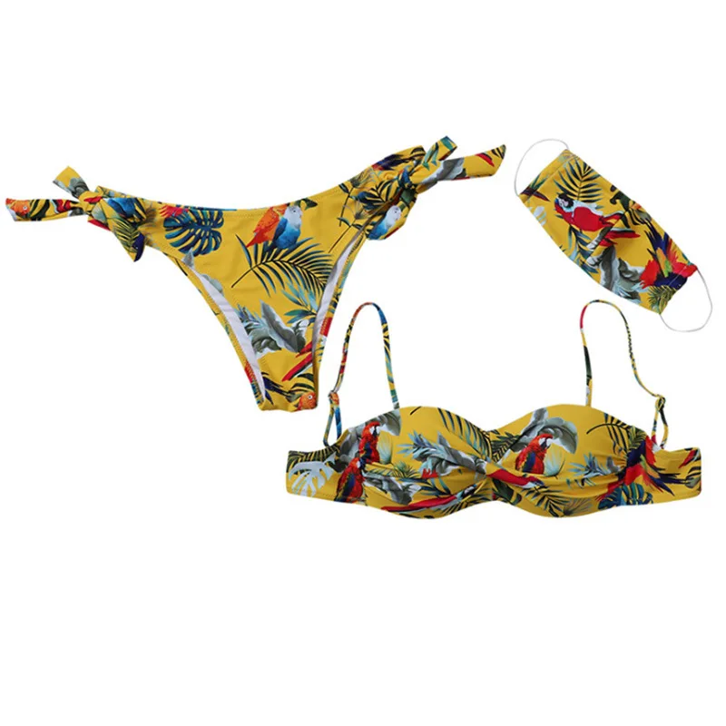 

Sexy Fashion Split Print Three-piece Swimsuit