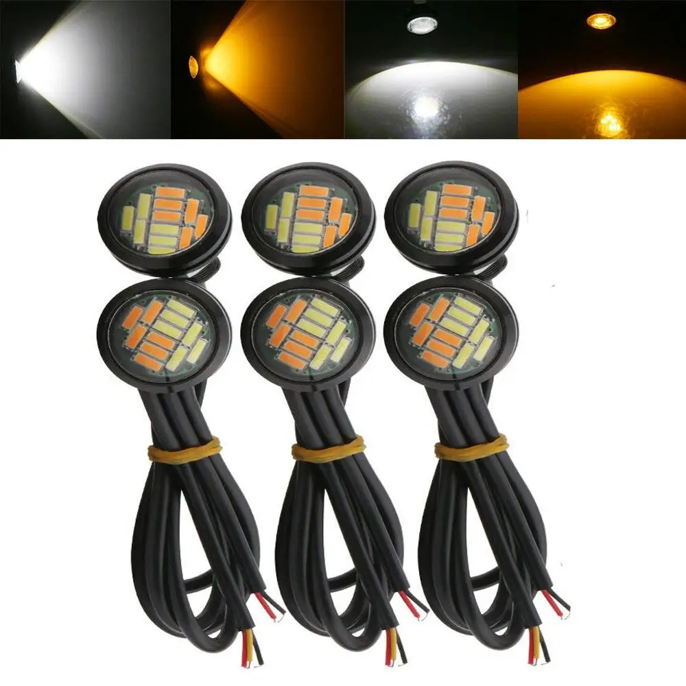

6x White/Yellow Eagle Eye 12SMD LED Car Daytime Running Turning Signal Light