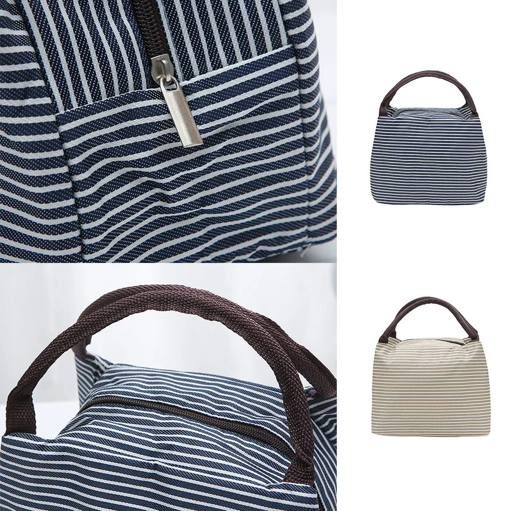 Изолированная полосатая Сумка для пикника женщин компактный многоразовый тоут