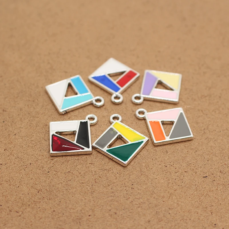 

10pcs 28x24mm Alloy Hollow Square Enamel Charms Mix Colors Geometric Earrings Keychain Necklace Pendant Diy Jewelry Accessory