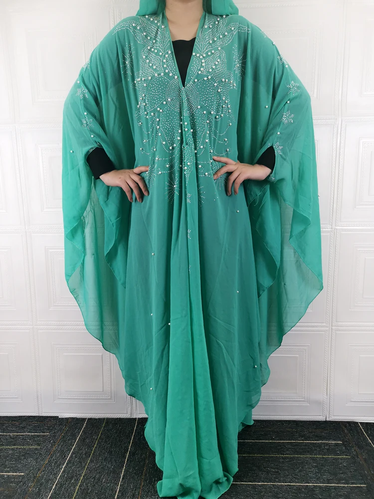 

Женское длинное платье Boubou, черно-зеленое платье в мусульманском стиле, модель DR-2021, 326