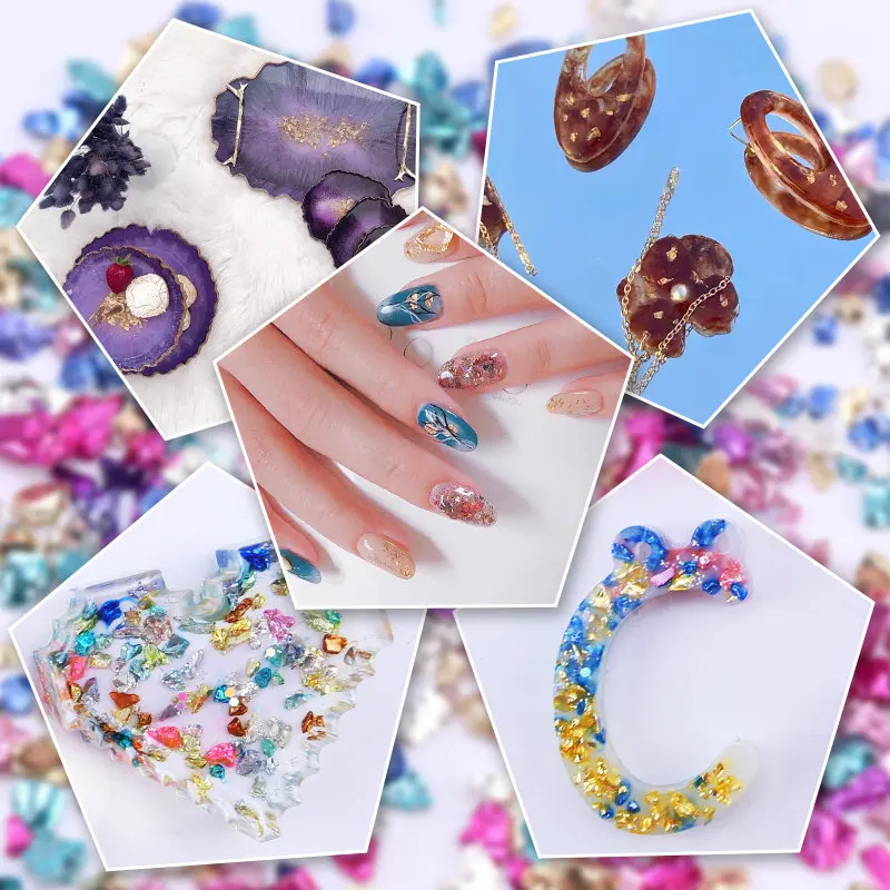 

Crushed Glass Irregular Metallic Chips Nail Art Gravel Filling Material Sprinkles Chunky Glitter For Resin Making DIY Crafts
