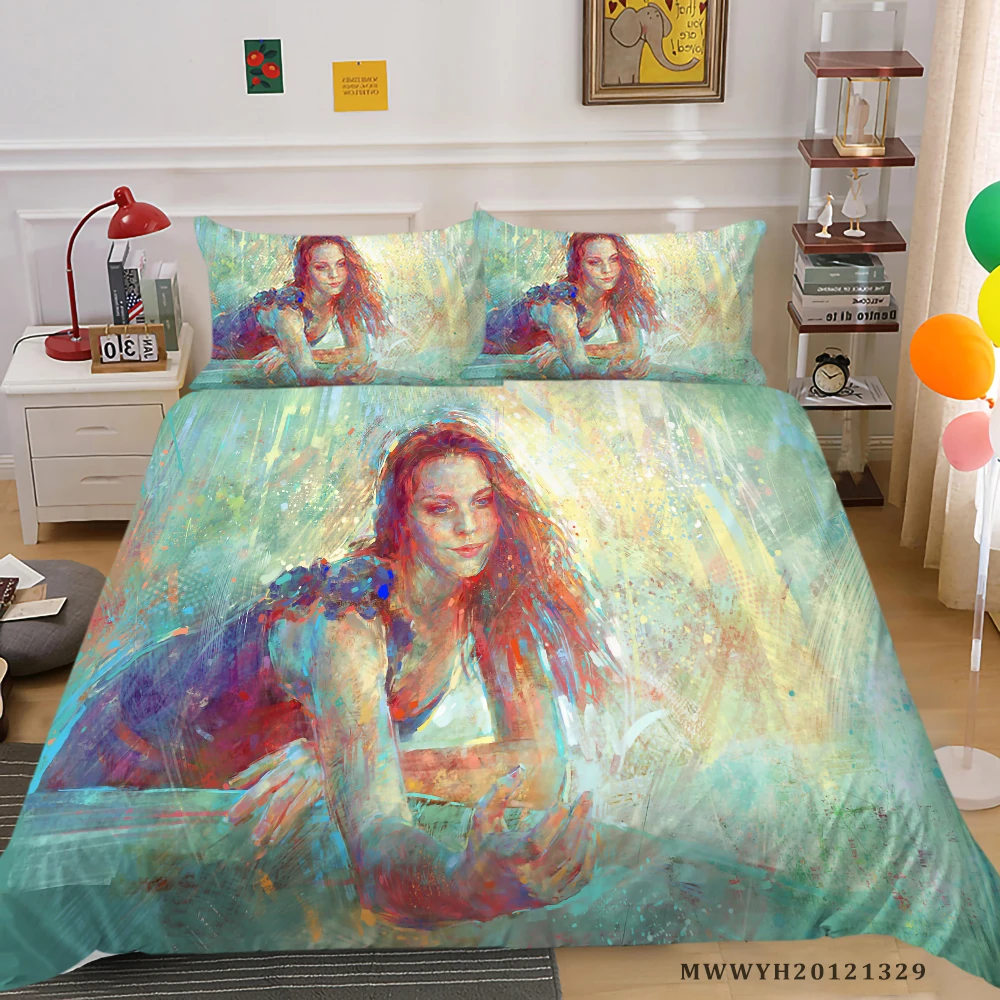 

3D Oil Painting Printing Bedding Set Swan King Queen Double 2/3 Pcs Highend Bedclothes Unique Design Bed Set