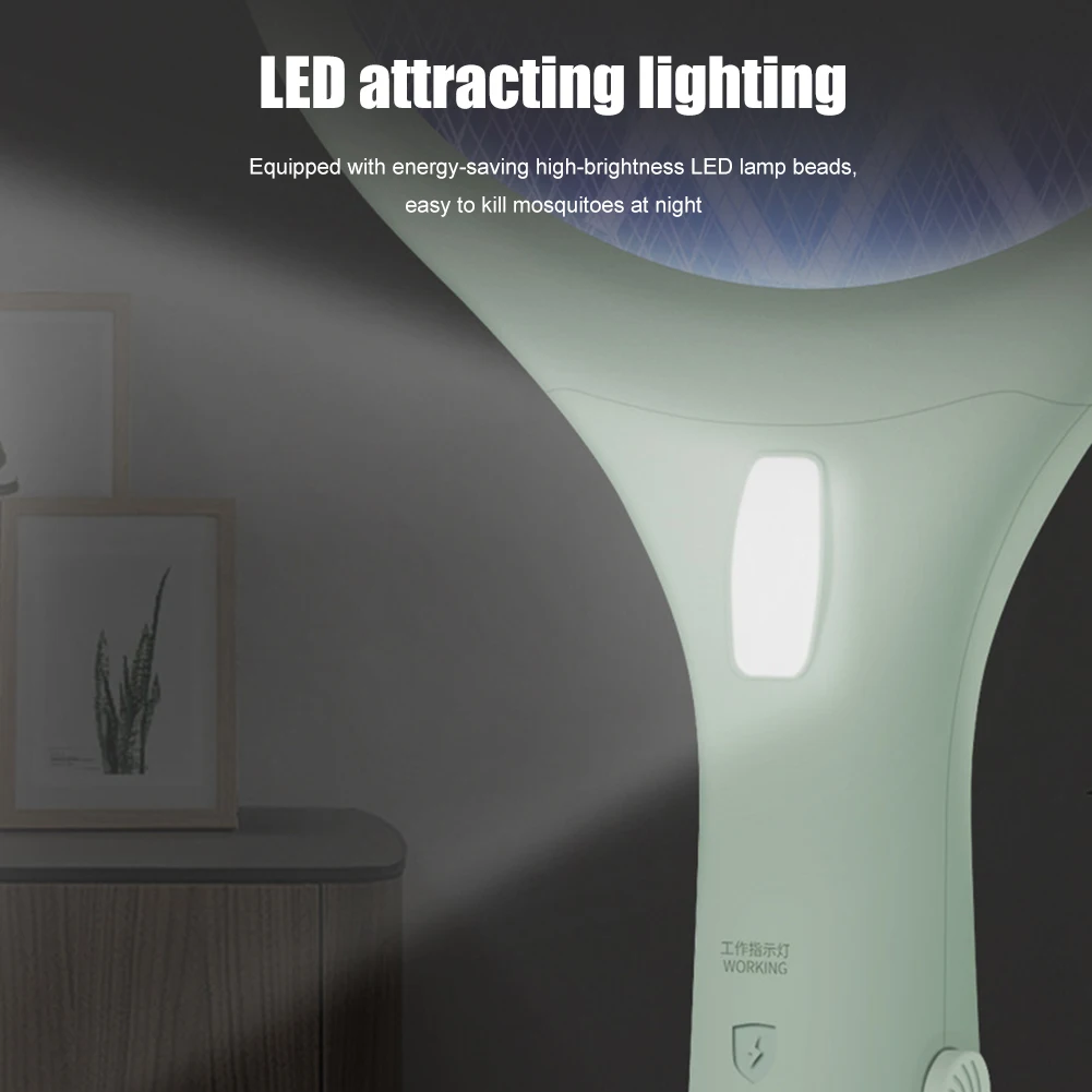 

Electric Mosquito Killer Lamp Powerful Handheld Safe Fly Insects Swatter Bug Trap Rechargeable Tennis Racket for Bedroom Outdoor