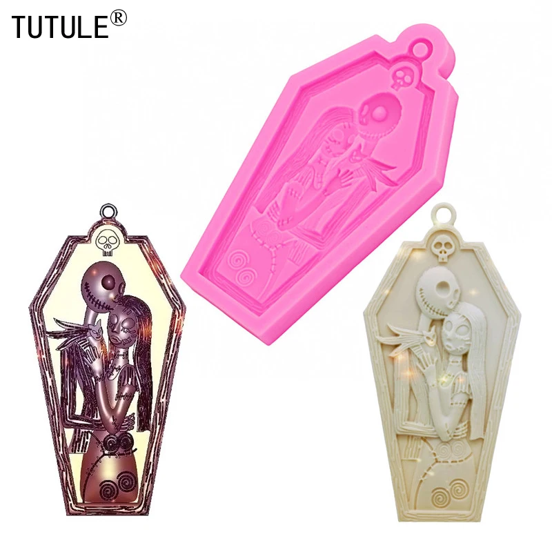 

Форма для ключей пары скелетов для мужчин-форма для ключей из полимерной глины в виде кошмара на Хэллоуин и Рождество, форма для полимерной глины, силиконовая форма