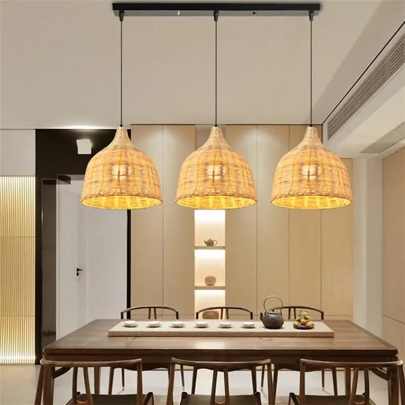 

1 шт., потолочная лампа в китайском стиле, креативная декоративная лампа, плетеная люстра из ротанга