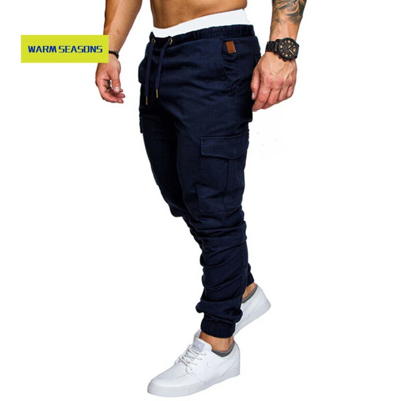 

Autumn Men Pants Hip Hop Harem Joggers Pants 2020 New Male Trousers Mens Solid Multi-pocket Cargo Pants Skinny Fit Sweatpants