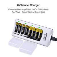 batmax aa aaa ni mh rechargeable battery with 8 channel smart led display charger for aa aaa batteries
