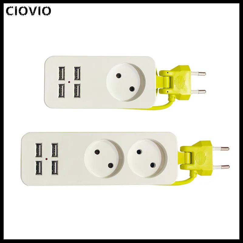 Дорожный удлинитель с европейской розеткой 1/2/3 розеток переменного тока 4 USB