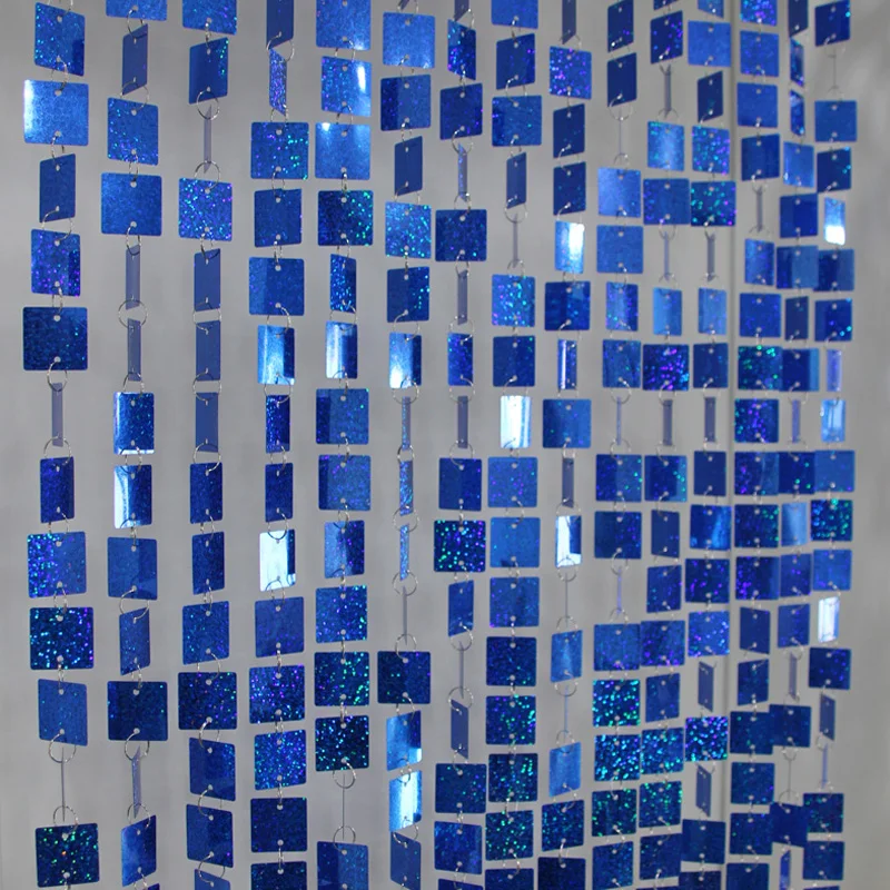 8 м синий блеск Подвески с блестками DIY лазер пластиковые шторы Свадебная