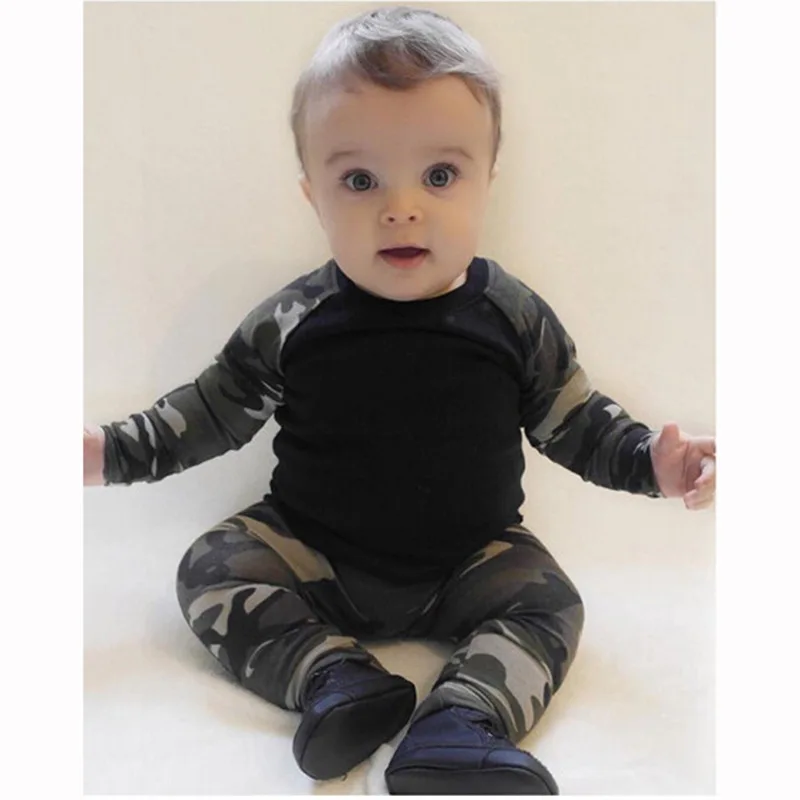 2021 Hot Selling Fashion Baby Boy Clothes set Long-sleeved camouflage T-shirt+Pants 2pcs Newborn Girl Clothing Set Outfits | Детская