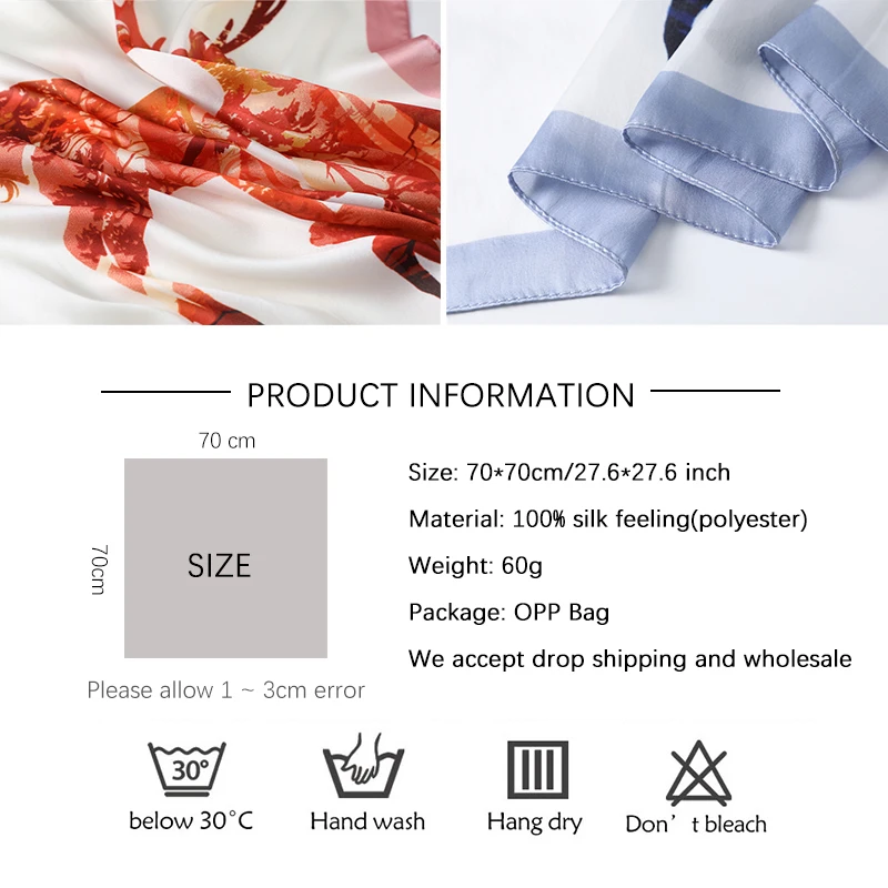 

70*70 cm Women Designer Animal Scarf Deer Print Square Neck Scarves Shawls And Wraps Girl Hair Band Ladies Foulard