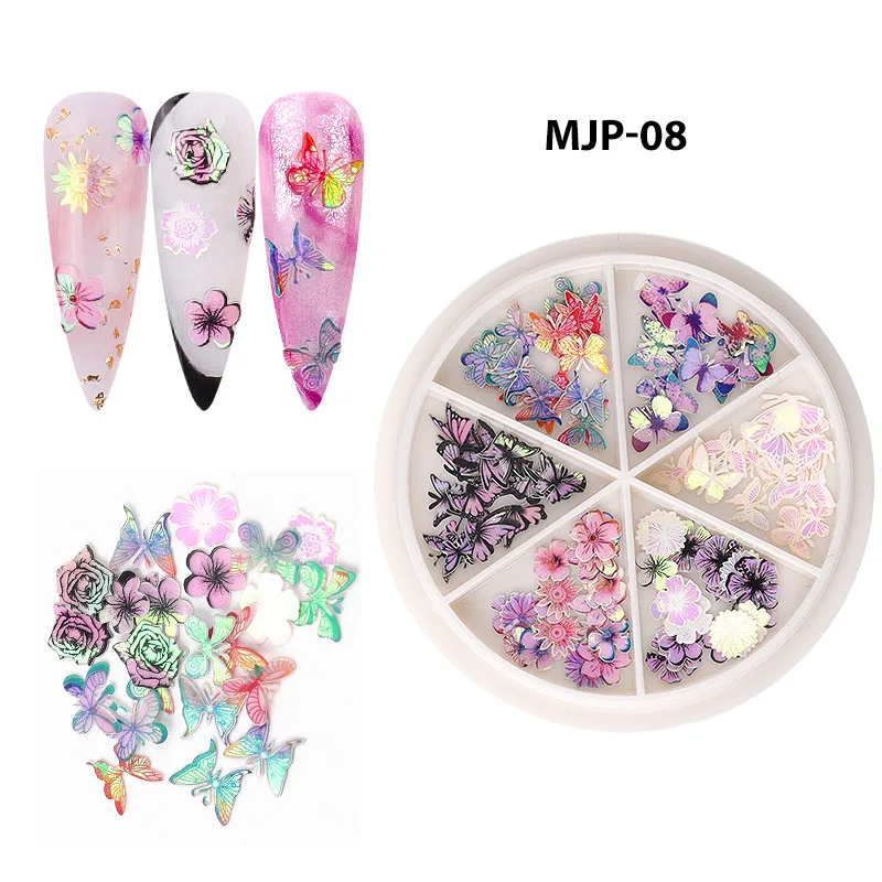 

1Box Mix Dried Flowers Nail Decorations Natural Floral Leaf Butterfly Christmas Halloween 3D Nail Art Designs Polish Manicure
