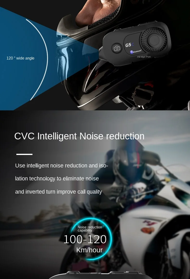 

zq Motorcycle Helmet Driving Recorder HD Camera Waterproof G5C Front and Rear Intercom Bluetooth Headset