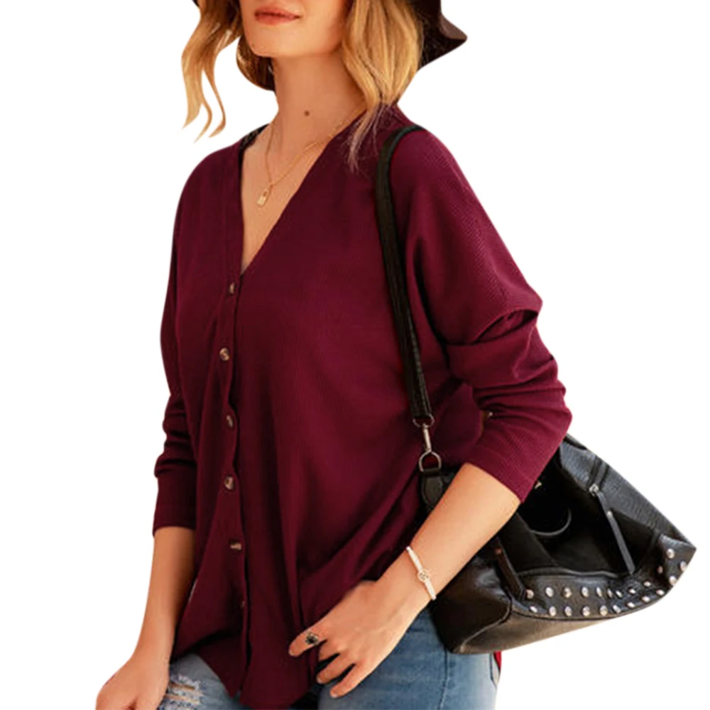 

Женский трикотажный кардиган с V-образным вырезом, на пуговицах