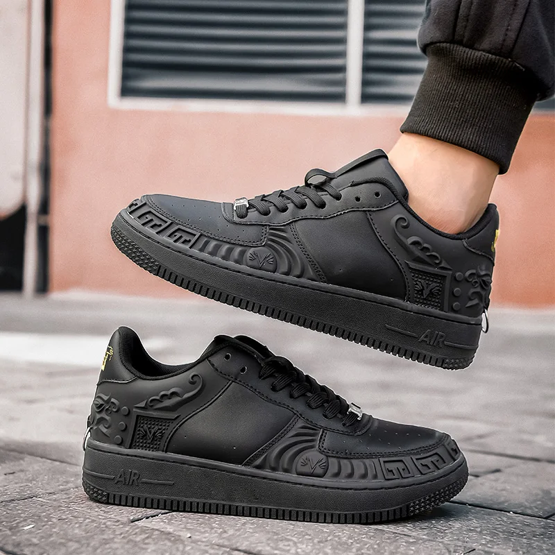 Мужские дышащие кроссовки кожаная обувь для скейтбординга мягкие на шнуровке