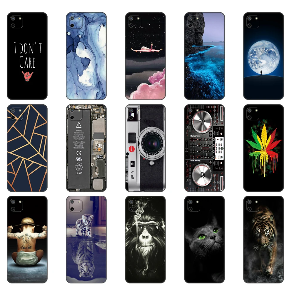 for realme c11 2021 case soft silicon tpu back phone cover for oppo realme c11 2020 rmx2185 protective bag bumper black tpu case free global shipping