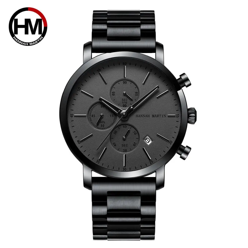 

Business Casual Men's Quartz Watch Pointer Digital Waterproof Watches Fashion Black Stainless Steel Watchband Relogio Masculino
