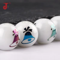 10mm 20pcs ceramic electroplated beads unique bell pattern christmas beads for jewelry making diy bracelet necklace accessories
