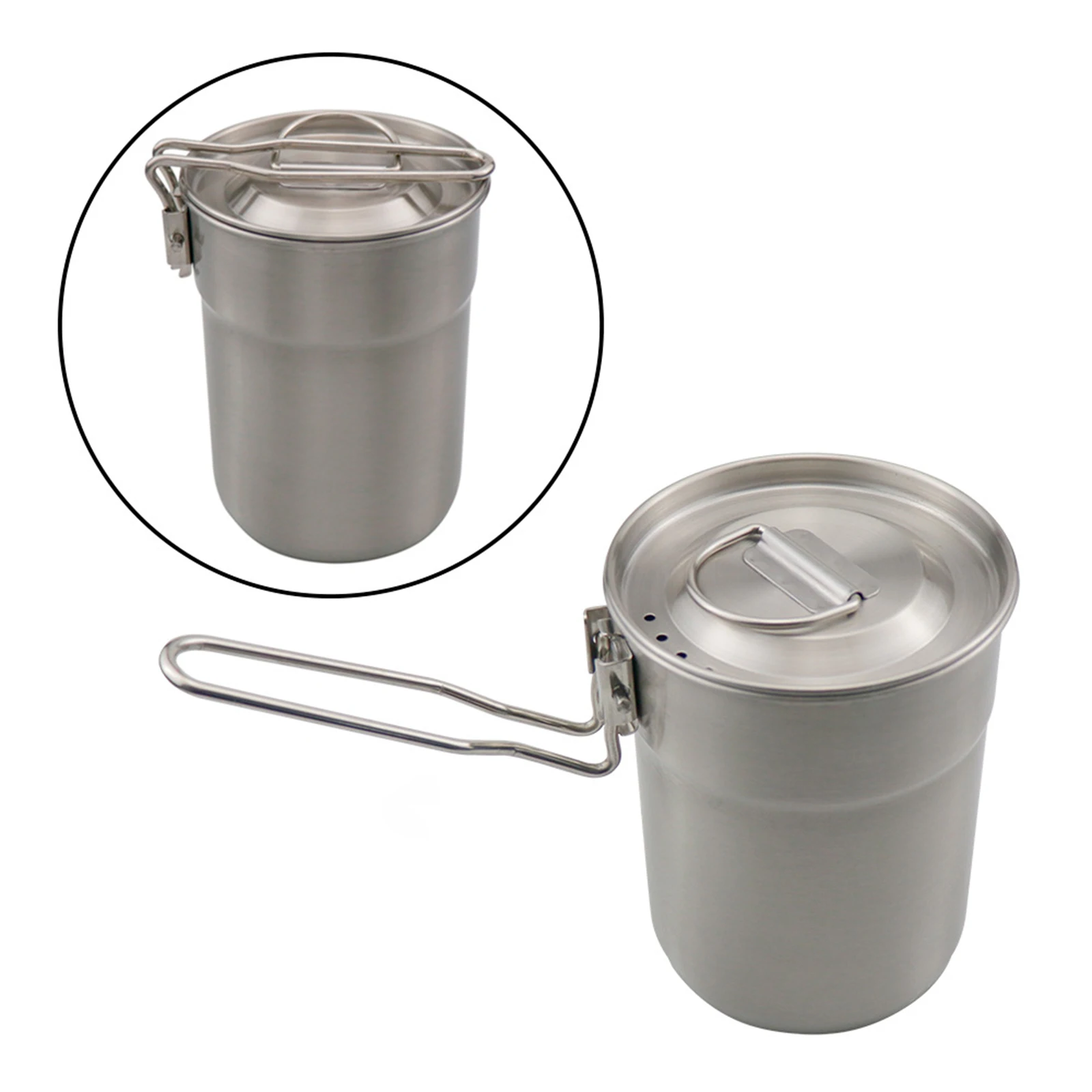 

100% Brand New Outdoor Convenient 304 Stainless Steel Coffee Cup With Lid Folding Water Cup Portable Pot For Camping