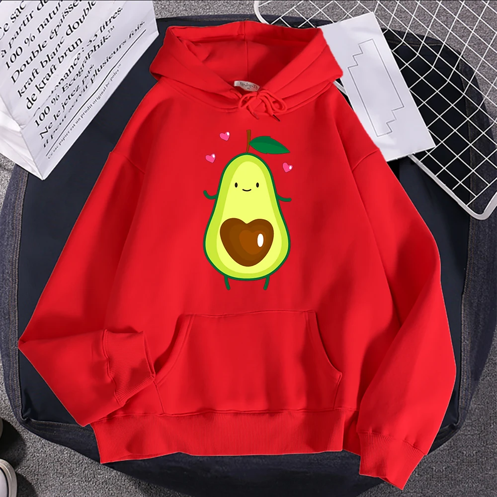 

Happy Avocado Cute gril Printed Hoodies Women Fashion Streetwear Tops Autumn Fleece Hooded Crewneck Pullover Pocket Warm Hoody