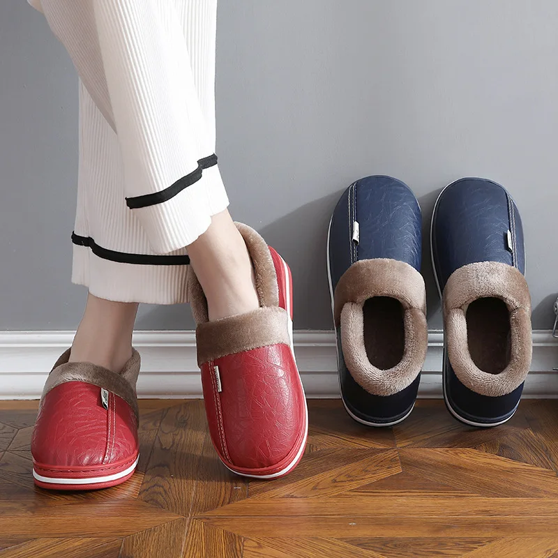 

Fur Slides Female Nursing Shoes Women's Home Sandals Winter Waterproof New Anti-Slip Slippers Men Warm Shoes Unisex PU Slippers