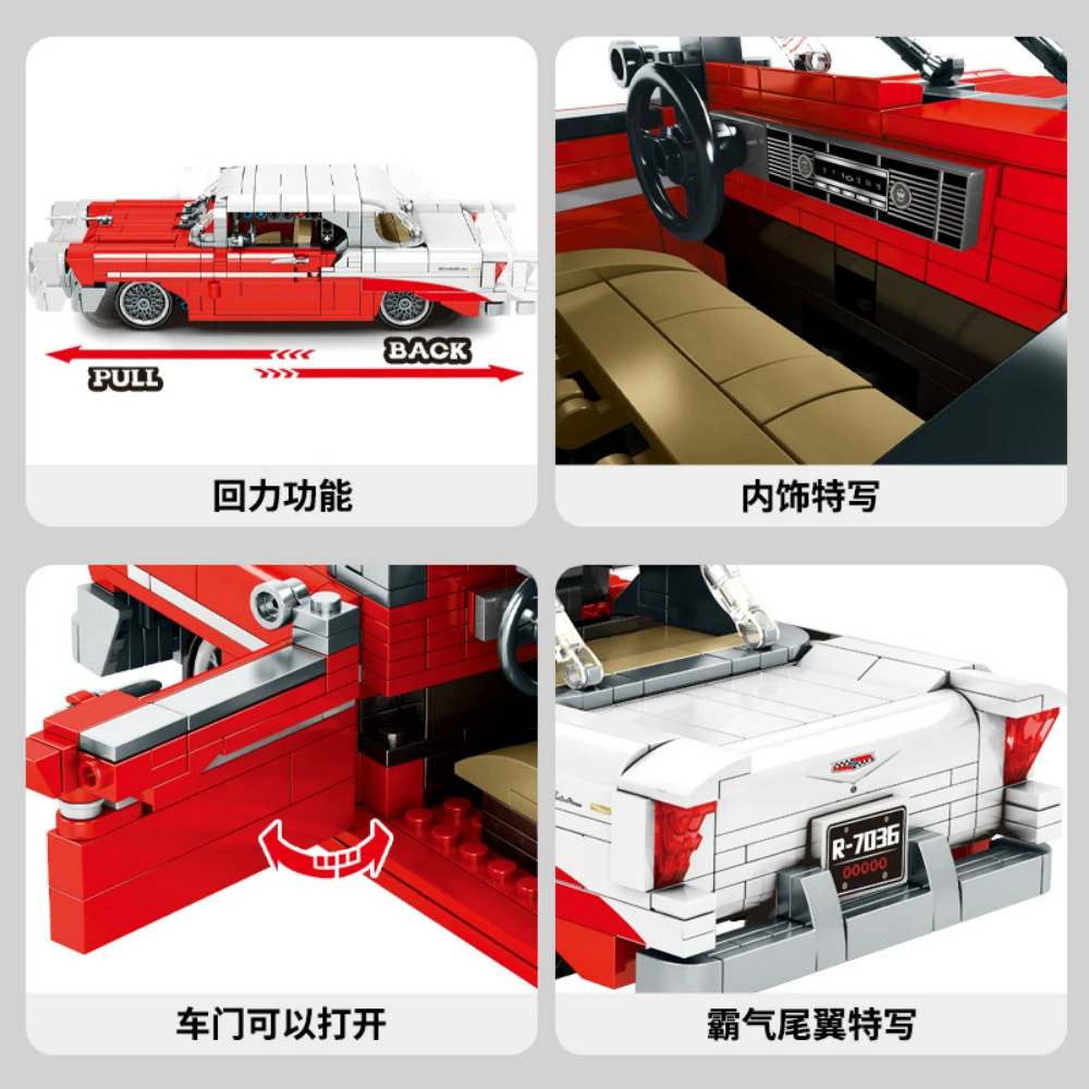 

Expert Creator Ideas High-tech Series City Chevrolet red retro style RSR Racing Building Blocks Bricks Moc Model Modular