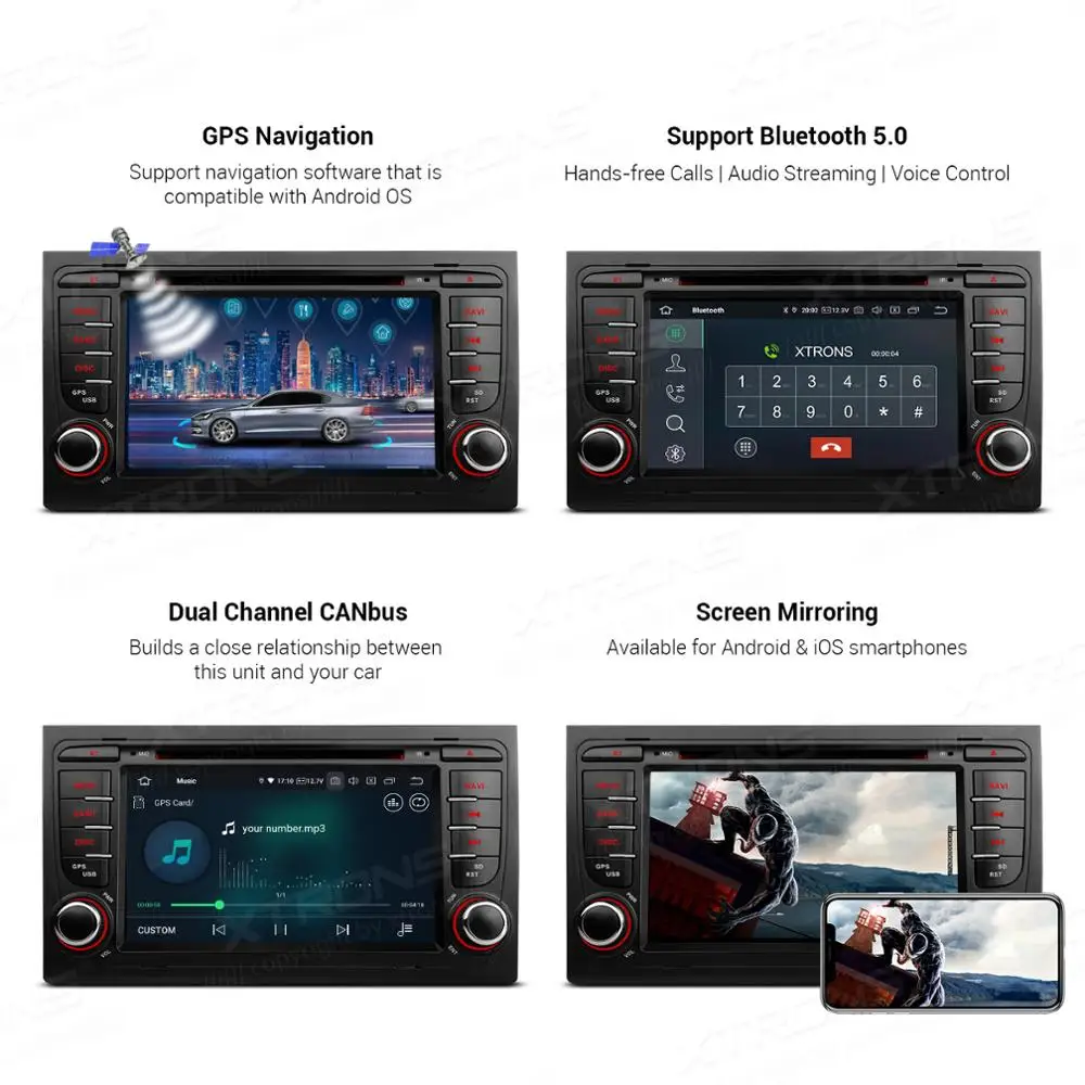Автомобильный радиоприемник XTRONS DVD плеер на Android 10 0 с 7 &quotэкраном для Audi A4 S4 RS4 2002