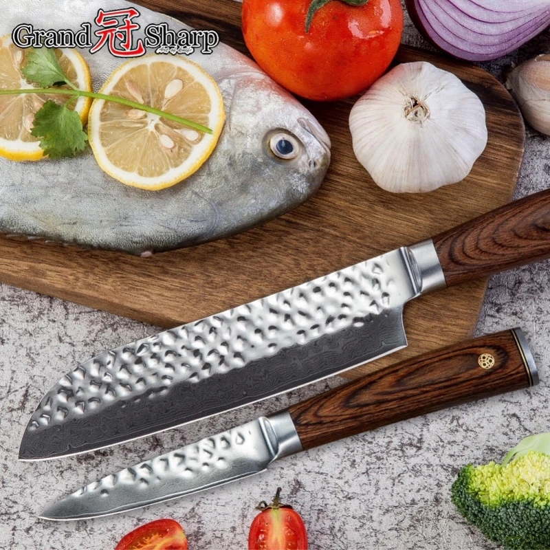 Набор кухонных ножей GRANDSHARP из 2 предметов 67 слоев vg10 японские Дамасские кухонные