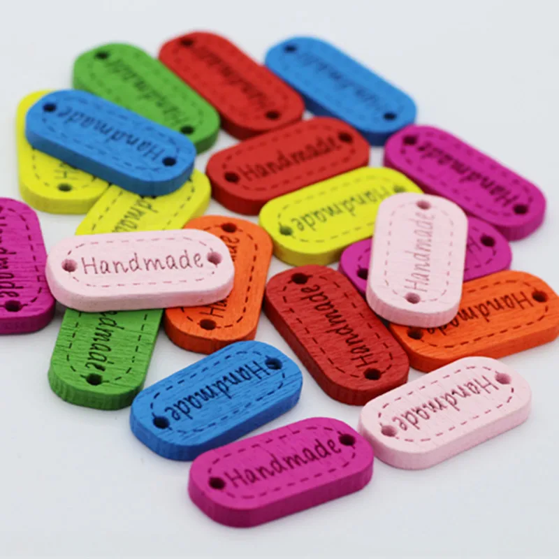 

Color Oval Handmade 100pcs Random Mixed 2 Holes Pattern Lovely Baby Sewing Wood Buttons Scrapbooking