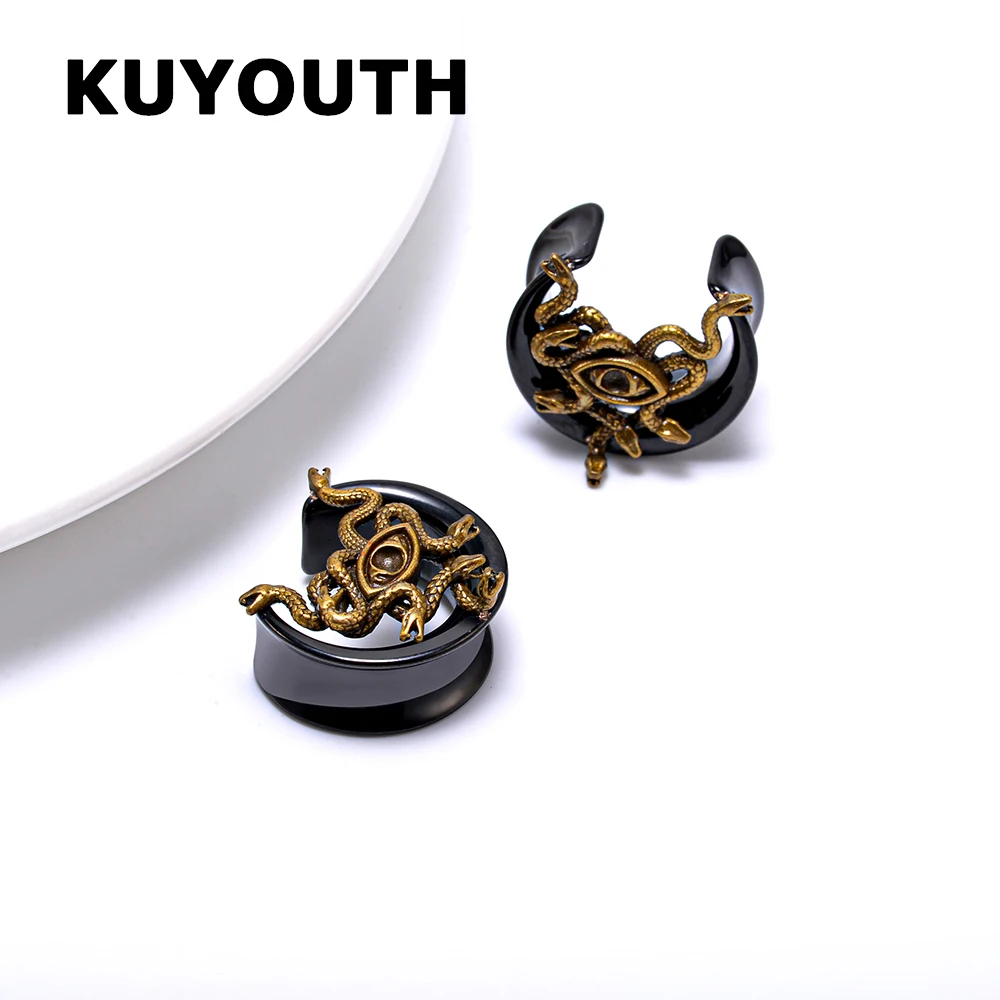 KUYOUTH новейшие круглые антикварные золотые серьги-змеи из нержавеющей стали