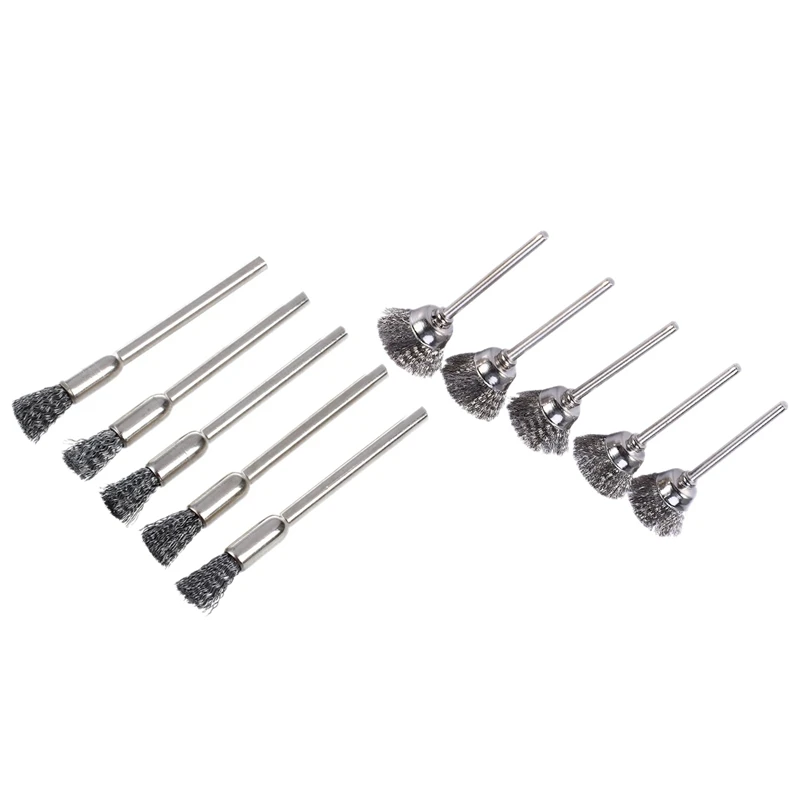 

5Pcs Wire Brush For Drill 3 Mm X 5 & 5 Pcs 15 Mm Steel Wire Brush For Rotary Tools Straight Grinder